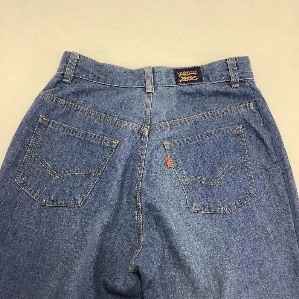 Vintage Levis Jeans Mens 32x31 Blue Wash Straight Leg Zip Fly Denim Orange Tab